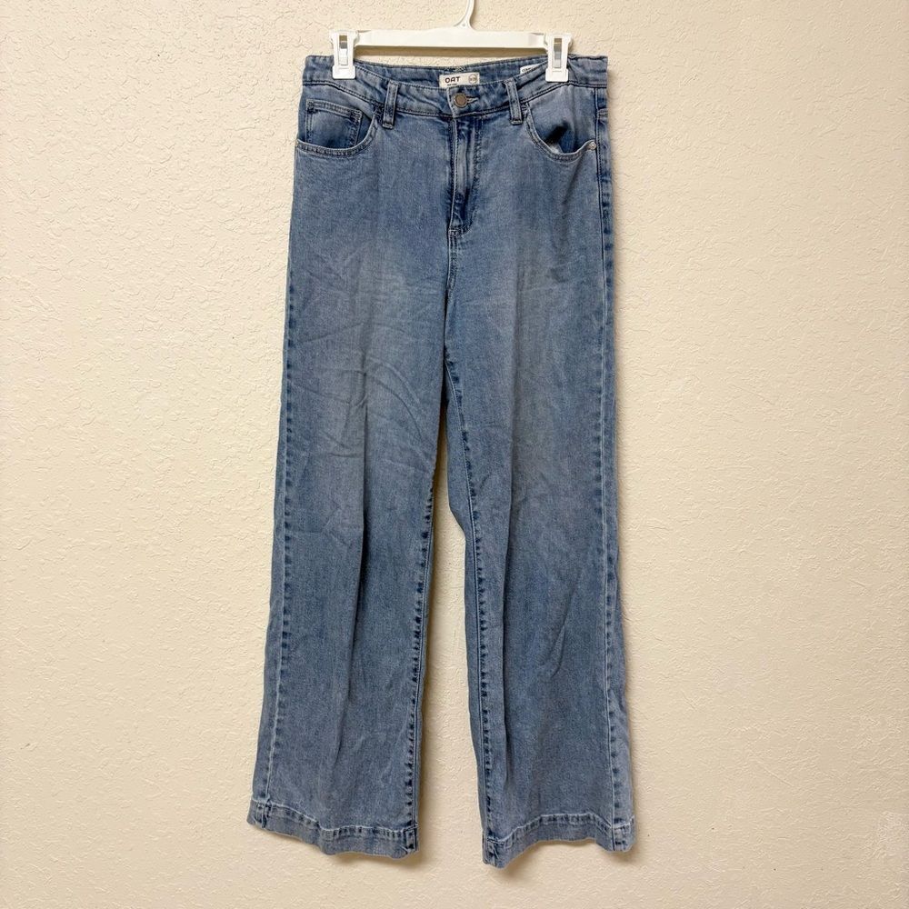 OAT Comfort Weave Denim Jeans High Rise Wide Leg Womens Blue Size 8/29